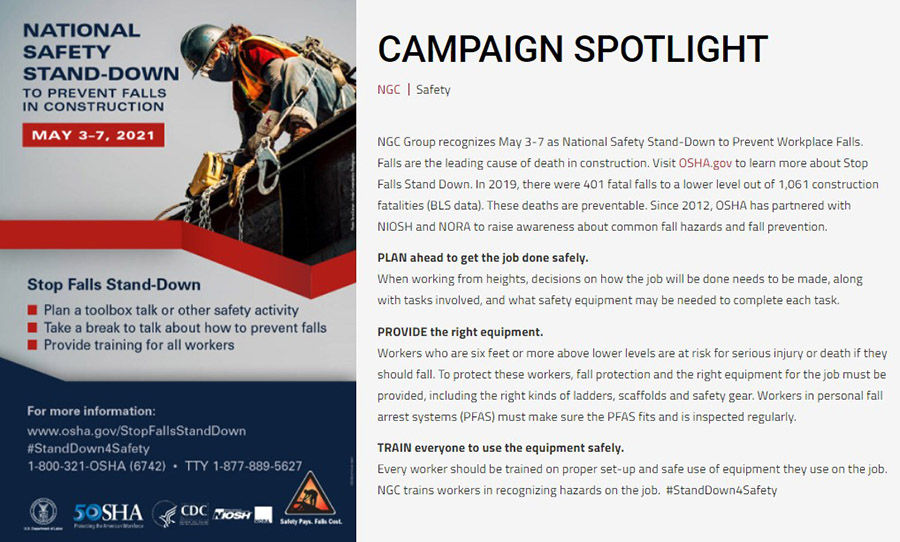 OSHA fall prevention and NGC Group