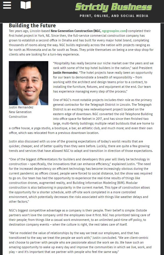 NGC Featured in Strictly Business Magazine