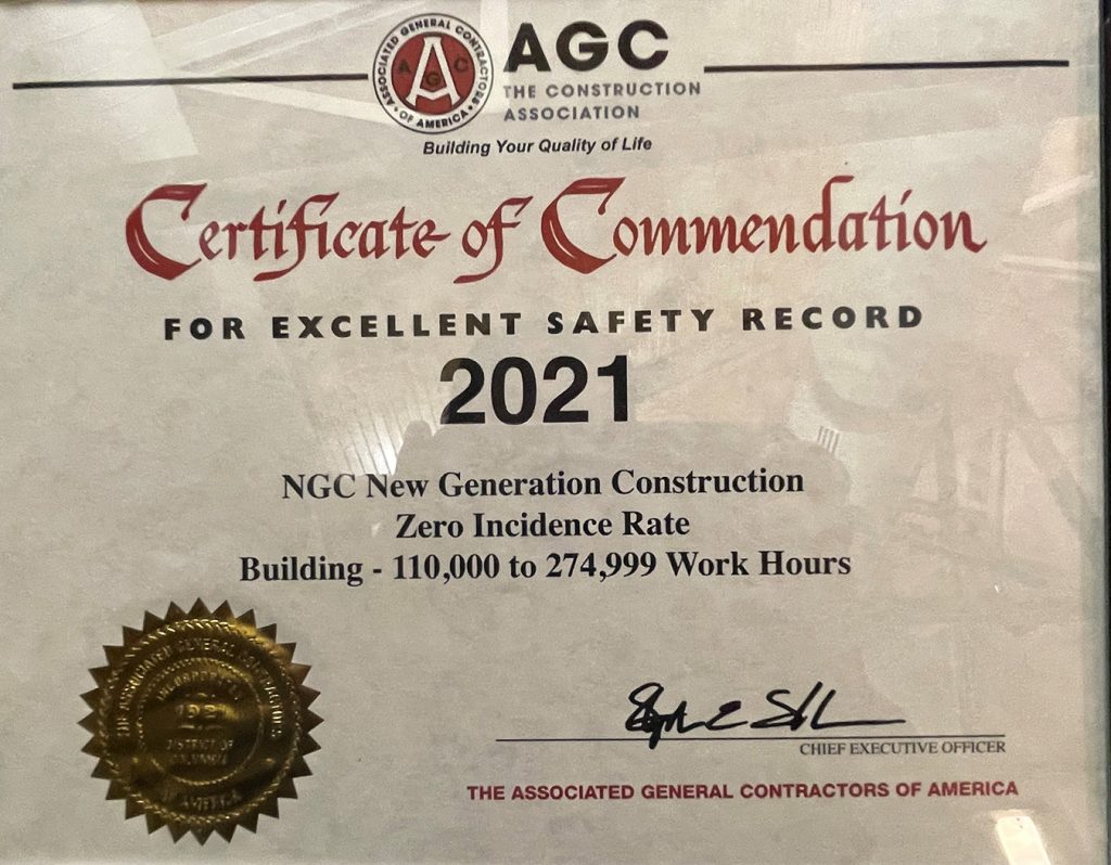 NGC Wins National AGC Safety Award 2021